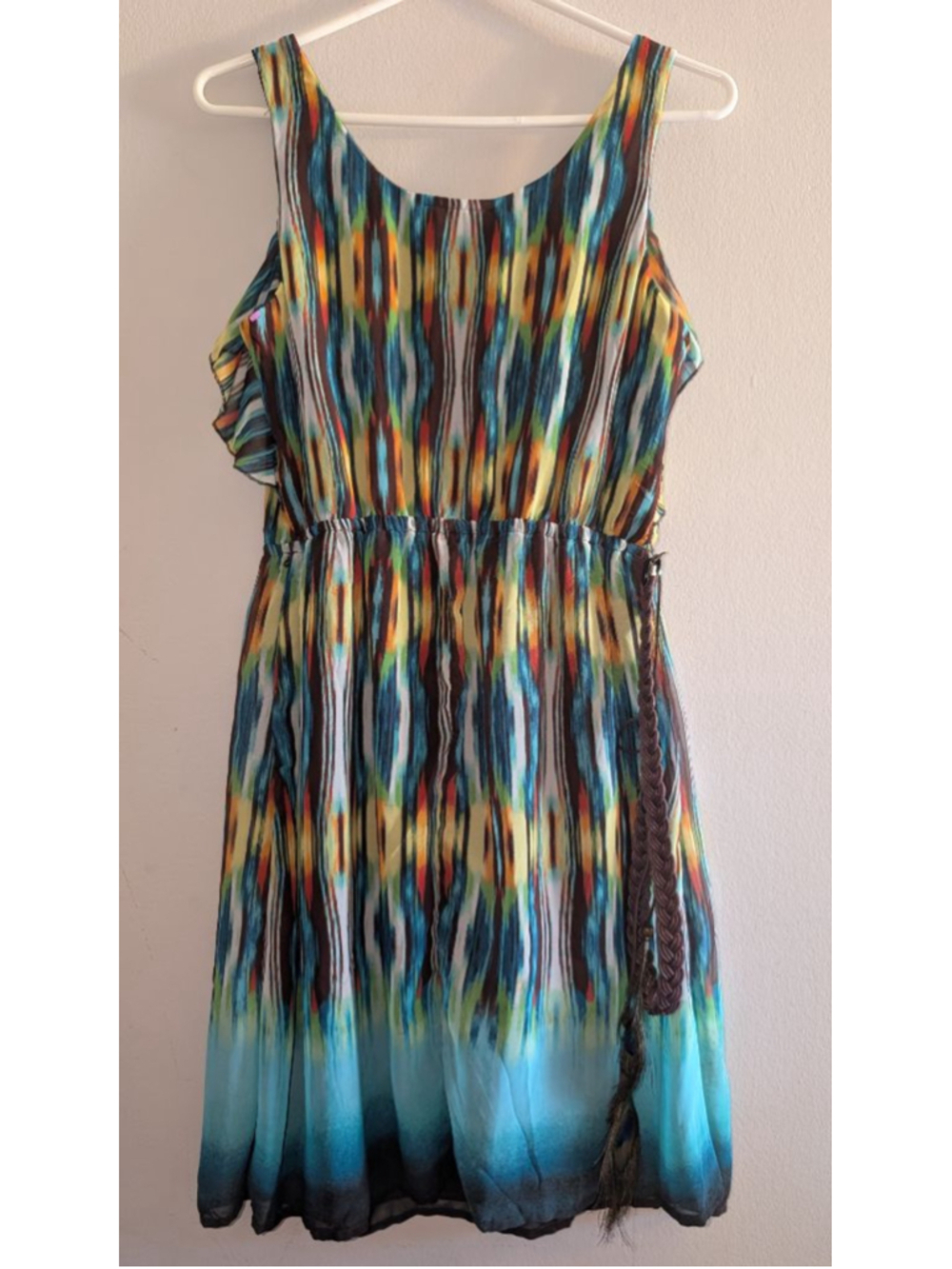 LEVEL EIGHT Multicolor Blue Ikat Print Sleeveless Dress Small - Picture 5 of 5